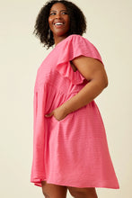 Load image into Gallery viewer, Lona Flutter Sleeve Textured Dress in Pink