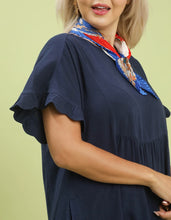 Load image into Gallery viewer, Edie Ruffle Trim Babydoll Dress in Midnight Blue