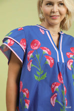 Load image into Gallery viewer, Restocked! Marley Floral Print Ruffle Sleeve Top in Blue