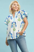 Load image into Gallery viewer, Restocked! Marley Floral Print Ruffle Sleeve Top in White