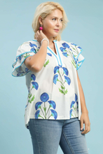 Load image into Gallery viewer, Restocked! Marley Floral Print Ruffle Sleeve Top in White