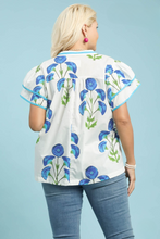 Load image into Gallery viewer, Restocked! Marley Floral Print Ruffle Sleeve Top in White