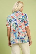 Load image into Gallery viewer, Aimee Jacquard Bloomscape Stripe Trim Top