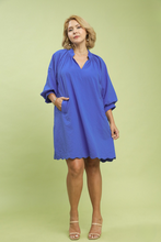 Load image into Gallery viewer, Kayce Bubble Sleeve Scalloped Dress in Ocean