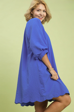Load image into Gallery viewer, Kayce Bubble Sleeve Scalloped Dress in Ocean