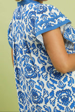 Load image into Gallery viewer, Ada Abstract Two Tone Print Midi Dress in Blue