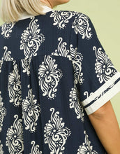 Load image into Gallery viewer, Chloe Abstract Print Tunic Dress in Navy