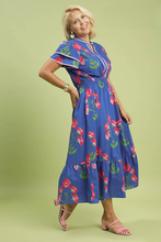 Load image into Gallery viewer, Restocked! Marley Floral Print Ruffle Sleeve Dress in Blue