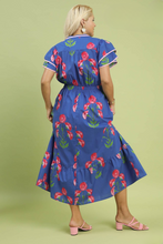 Load image into Gallery viewer, Restocked! Marley Floral Print Ruffle Sleeve Dress in Blue
