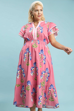 Load image into Gallery viewer, Marley Floral Print Ruffle Sleeve Dress in Pink