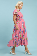 Load image into Gallery viewer, Marley Floral Print Ruffle Sleeve Dress in Pink