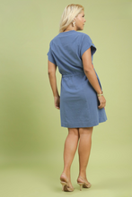 Load image into Gallery viewer, Bobbie Embroidered Floral Dress Waist Tie in Blue