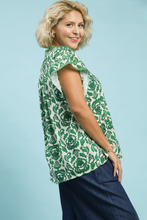 Load image into Gallery viewer, Restocked! Audrey Green Floral Flutter Sleeve Top