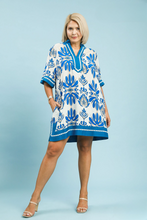 Load image into Gallery viewer, Restocked! Charlotte Baroque Floral Tunic Dress in Turquoise