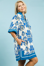 Load image into Gallery viewer, Restocked! Charlotte Baroque Floral Tunic Dress in Turquoise