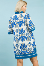 Load image into Gallery viewer, Restocked! Charlotte Baroque Floral Tunic Dress in Turquoise