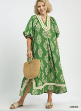 Load image into Gallery viewer, Restocked! Ada Abstract Print Midi Dress with Contrast Trim