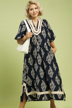 Load image into Gallery viewer, Ada Abstract Print Midi Dress with Contrast Trim
