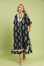 Load image into Gallery viewer, Ada Abstract Print Midi Dress with Contrast Trim