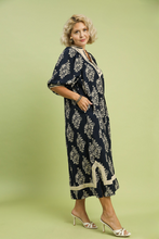 Load image into Gallery viewer, Ada Abstract Print Midi Dress with Contrast Trim