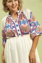 Load image into Gallery viewer, Georgianne Plume Border Print Midi Dress