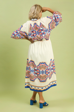 Load image into Gallery viewer, Georgianne Plume Border Print Midi Dress