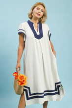 Load image into Gallery viewer, Stevie Linen Contrast Border Midi Dress