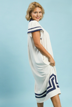 Load image into Gallery viewer, Stevie Linen Contrast Border Midi Dress