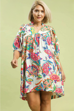 Load image into Gallery viewer, Lola Abstract Print Puff Sleeve Babydoll Dress in Cream