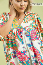 Load image into Gallery viewer, Lola Abstract Print Puff Sleeve Babydoll Dress in Cream