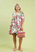 Load image into Gallery viewer, Lola Abstract Print Puff Sleeve Babydoll Dress in Cream