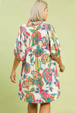 Load image into Gallery viewer, Lola Abstract Print Puff Sleeve Babydoll Dress in Cream
