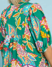 Load image into Gallery viewer, Lola Abstract Print Puff Sleeve Babydoll Dress in Green
