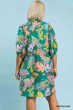 Load image into Gallery viewer, Lola Abstract Print Puff Sleeve Babydoll Dress in Green