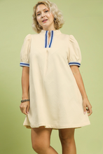 Load image into Gallery viewer, Aggie Textured Collared Dress with Striped Trim