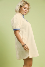 Load image into Gallery viewer, Aggie Textured Collared Dress with Striped Trim