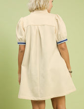 Load image into Gallery viewer, Aggie Textured Collared Dress with Striped Trim