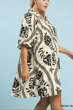 Load image into Gallery viewer, Mavis Black &amp; Cream Leaf Print Dress