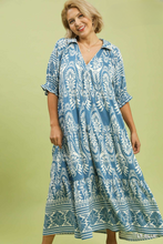 Load image into Gallery viewer, Adeline Tiered Midi Dress in Colonial Blue