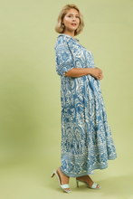 Load image into Gallery viewer, Adeline Tiered Midi Dress in Colonial Blue