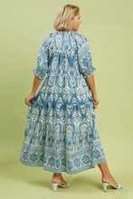 Load image into Gallery viewer, Adeline Tiered Midi Dress in Colonial Blue