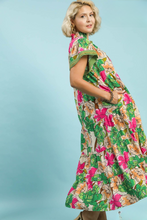 Load image into Gallery viewer, Carissa Floral Print Flutter Sleeve Midi Dress
