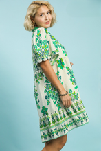 Load image into Gallery viewer, Restocked! Nicole Green Damask Print Dress