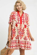 Load image into Gallery viewer, Nicole Raspberry Damask Print Dress
