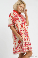 Load image into Gallery viewer, Nicole Raspberry Damask Print Dress
