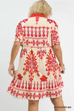 Load image into Gallery viewer, Nicole Raspberry Damask Print Dress