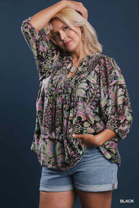Sara Floral Paisley Boho Top