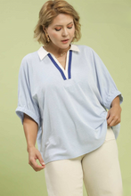 Load image into Gallery viewer, Mel Striped Dolman Sleeve Split Neck Top