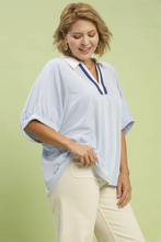 Load image into Gallery viewer, Mel Striped Dolman Sleeve Split Neck Top