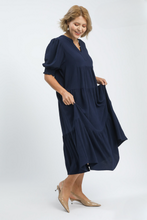 Load image into Gallery viewer, Edie Navy Collared Tiered Dress